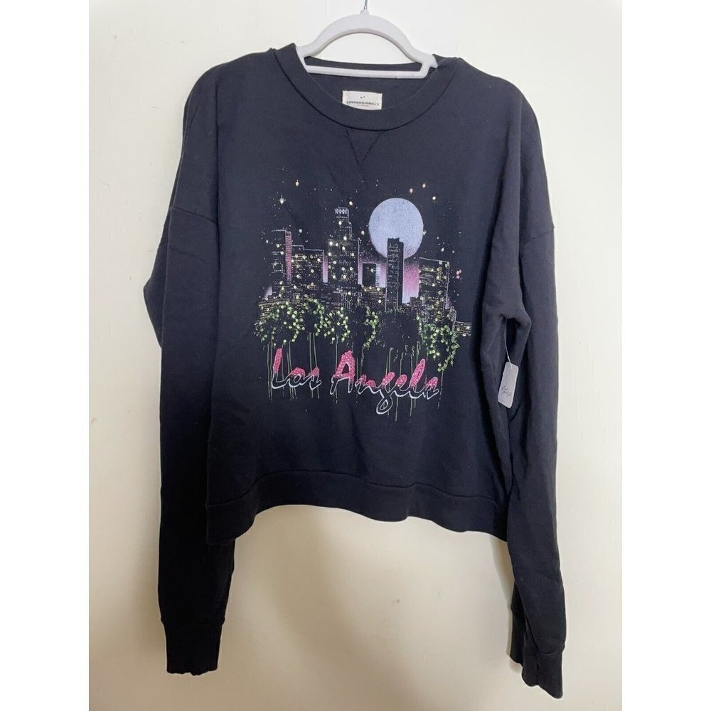 Free People Vintage Soul Los Angeles LA Skyline Pullover Sweatshirt Size L NWT - Picture 3 of 8